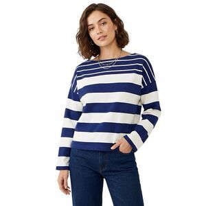 J.Crew Womens Blouse XS Nautical Coastal Parisian Minimalist Striped Preppy